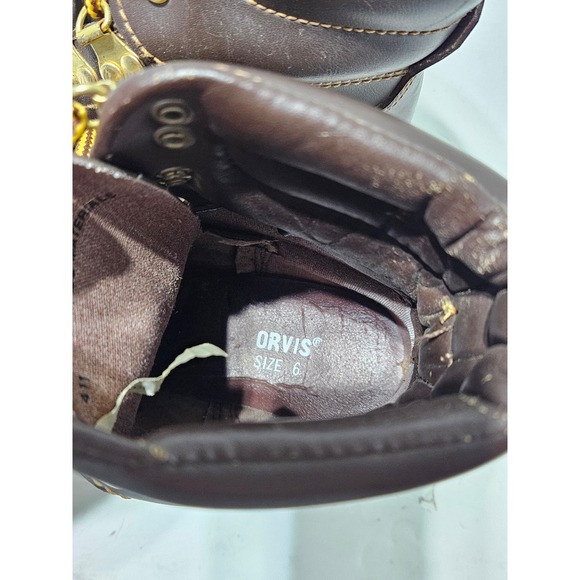 Orvis Mens Brown Leather Fly Fishing Felt Bottom Boots Lace Up Wading Size 6 main image 4